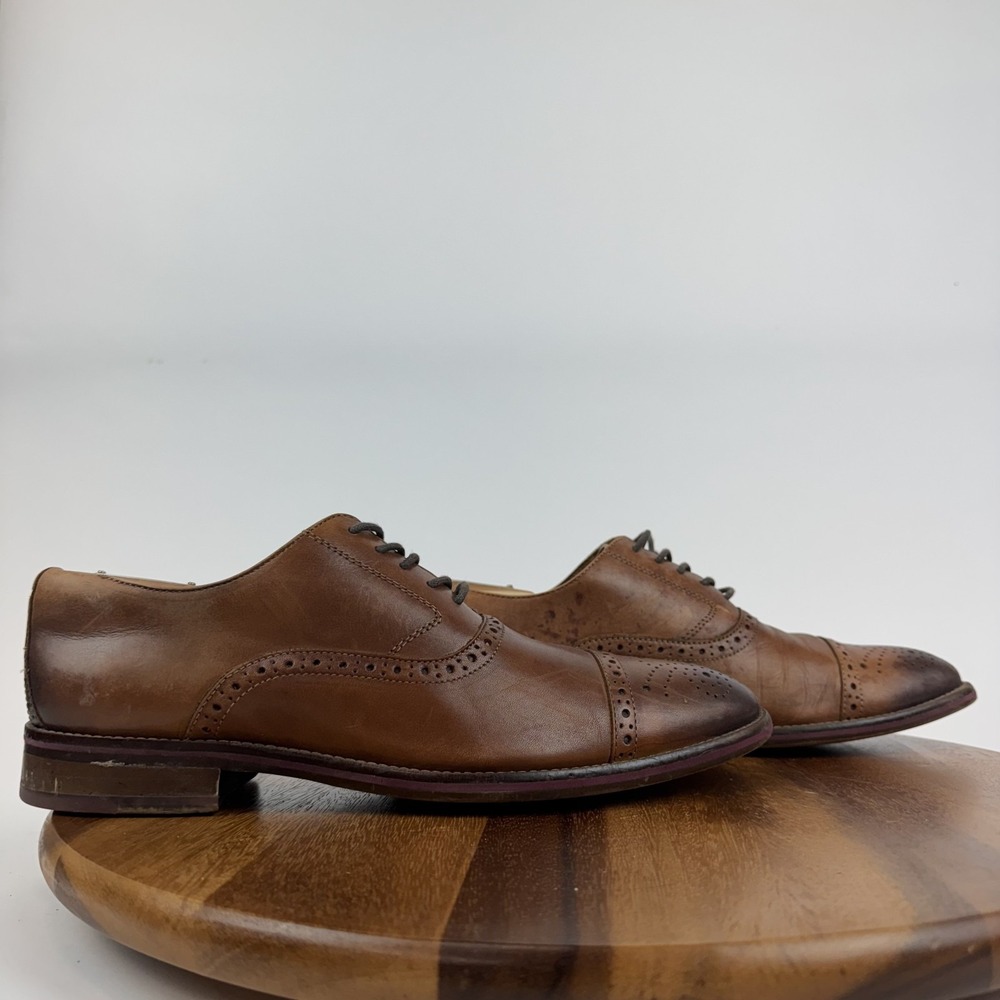 Mens Johnston & Murphy Conard 2.0 Cap Toe Brown Leather Oxfords Size 10.5 M GUC